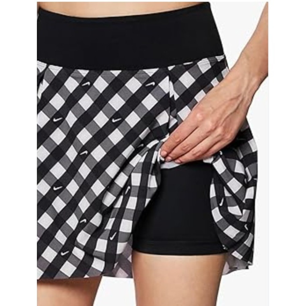 Nike Women's Dri-FIT Club Printed Tennis Skort Black White Gingham Womens XS